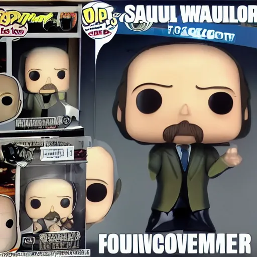 Image similar to Saul Goodman Selling Walter White Funko Pops Highly Detailed