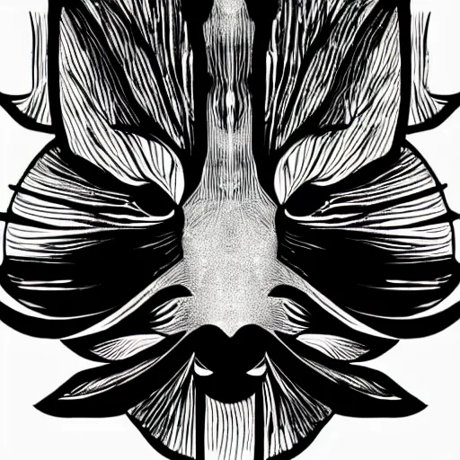 Image similar to tattoo sketch of a cat with one eye, monstera, a draft, organic ornament, minimalism, line art, vector