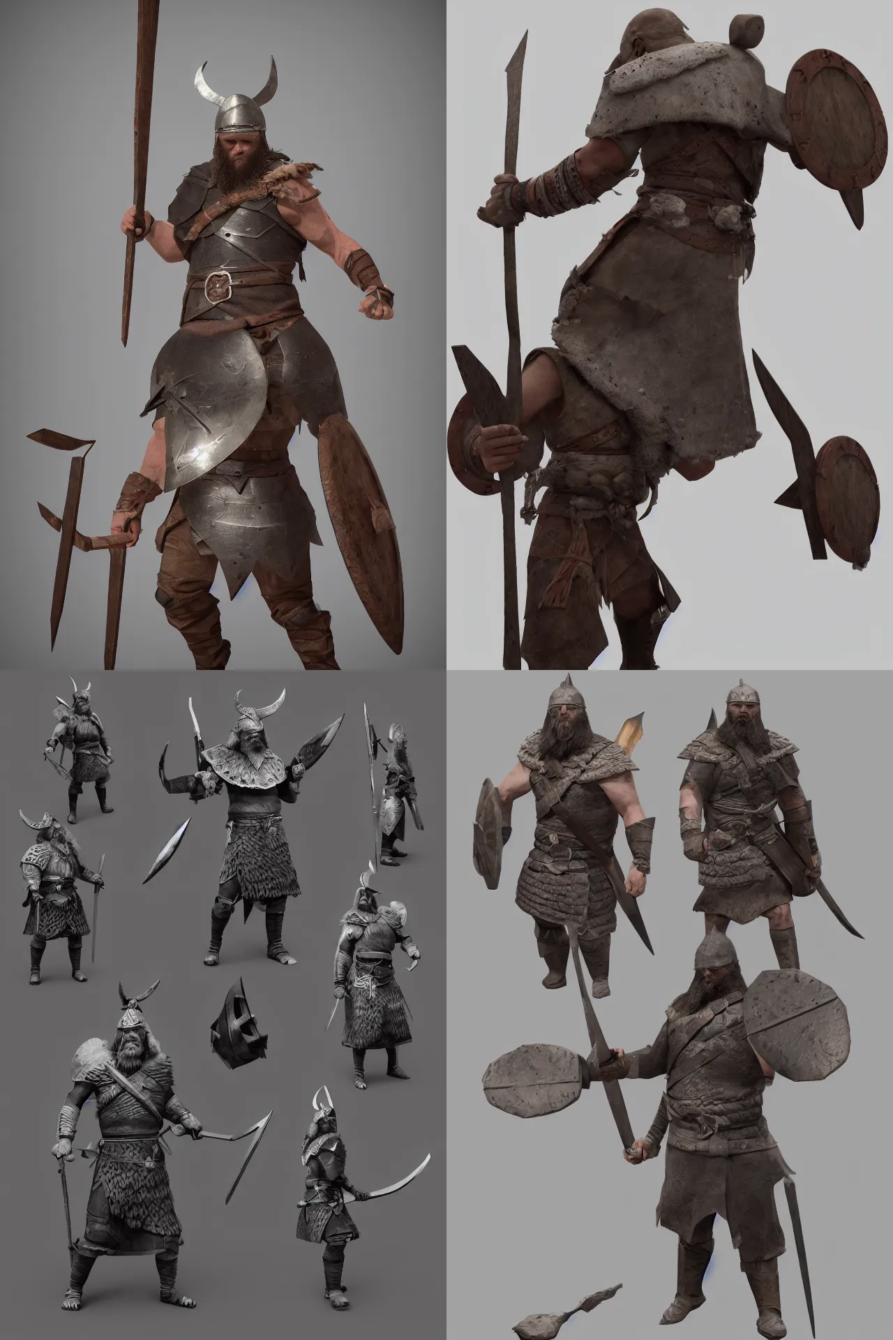 Prompt: low poly viking warrior, unreal engine, octane render