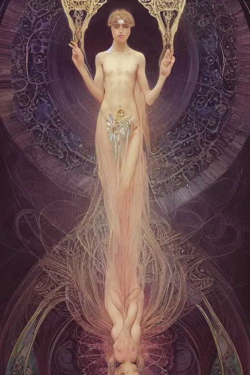 Image similar to a full body portrait of a beautiful ethereal delicate botanical mage queen meditative sacral pose catholic stages of the cross, intricate, elegant, highly detailed, digital painting, artstation, concept art, smooth, sharp focus, illustration, art by krenz cushart and artem demura and alphonse mucha