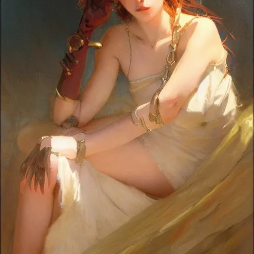 Image similar to a high fashion studio portrait of a cute anime girl, painting by gaston bussiere, craig mullins, j. c. leyendecker