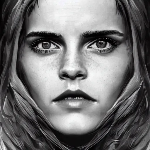 Image similar to Very funny Emma Watson looking like an old monkey, colorful painting on grey scale face, powerful , magic, thunders, dramatic lighting, intricate, wild, highly detailed, digital painting, artstation, concept art, smooth, sharp focus, illustration, art by artgerm and greg rutkowski and alphonse mucha, footage