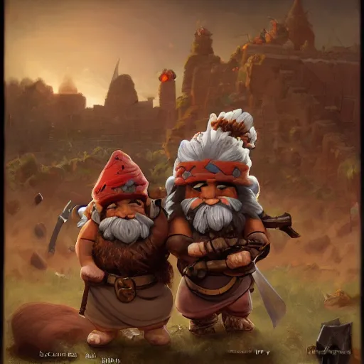 Image similar to barbarian gnomes in babylon, highly detailed, trending on artstation