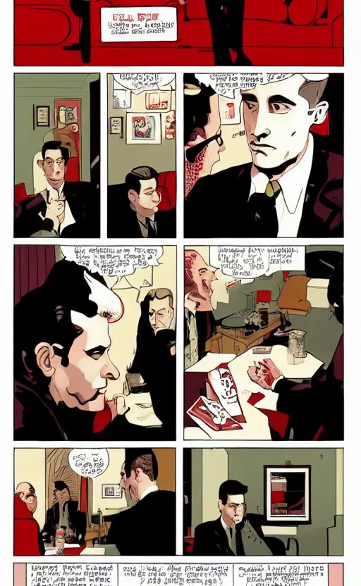 Image similar to Surreal Twin Peaks comic page of Dale Cooper in the Red Room by Tomer Hanuka