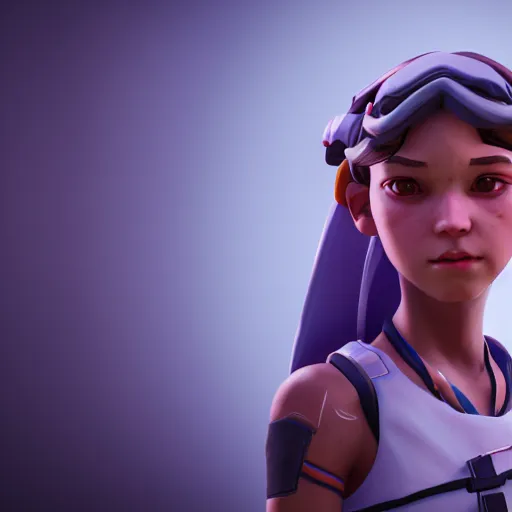 Prompt: a young girl with the appearance of ana from overwatch, design, octane render, 4 k, ingame shot