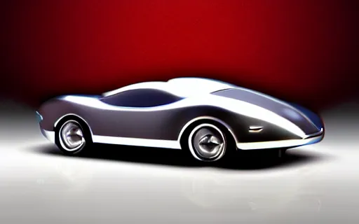 Image similar to apples new car in stage, dramatic lighting, silver paint