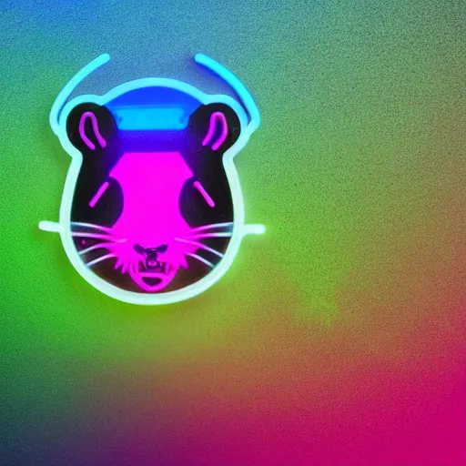 Image similar to cyberpunk hamster made of glowing rainbow neon lights gems and crystals, light reflection, 8 k, hd, logo