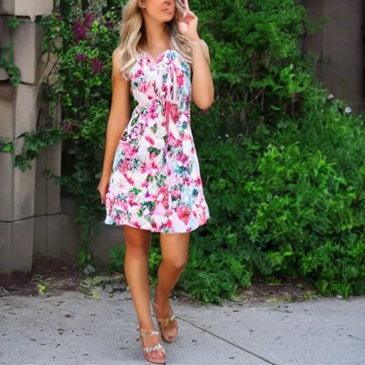 Prompt: a short sexy floral summer dress