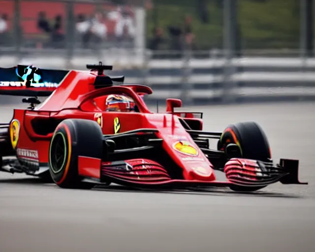 Image similar to live action photo of the 2 0 2 1 f 1 scuderia ferrari, 8 k, sports photography