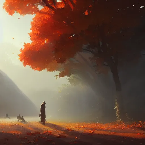 Image similar to autumn, concept art, artstation, makoto shinkai, digital art, greg rutkowski