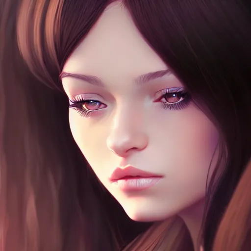 Prompt: a portrait of a girl with long brunette hair by by ilya kuvshinov, fuji choko, ross tran, 8 k resolution, trending on artstation