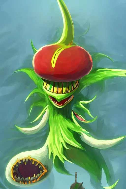 Image similar to an in game portrait of piranha plant from the legend of zelda breath of the wild, breath of the wild art style.