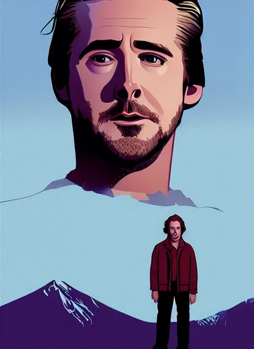 Image similar to Twin Peaks movie poster artwork by Michael Whelan and Tomer Hanuka, Rendering of portrait of Ryan Gosling as the Hardy Boy, from a scene from Twin Peaks, clean, full of detail, Matte painting, trending on artstation and unreal engine