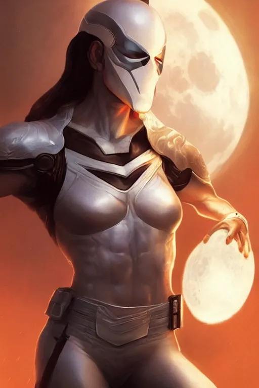 Prompt: characters portrait of Invincible mixed with Moon knight by ArtGerm and Tom Bagshaw, merged character, Full body shot, cinematic opening shot, 4k, highly detailed, cinematic lighting