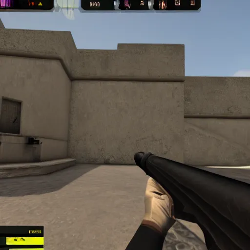 Image similar to csgo screenshot of an ace round on mirage