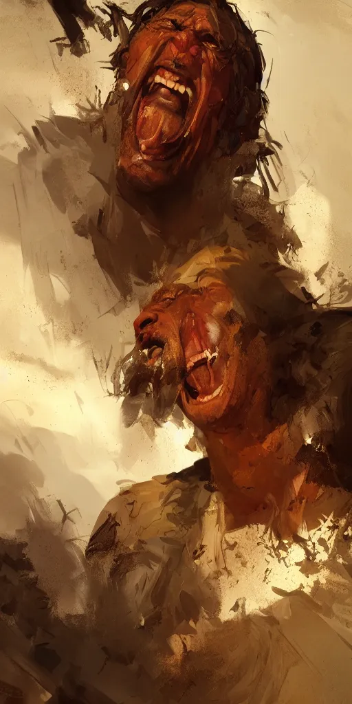 Image similar to Concept art Portrait of the ancient historical biblical SNARLING ANGRYING YELLING, jealous king Saul of Israel by craig mullins and marc simonetti, ARTSTATION, cgsociety, polycount, character design, CINEMATIC, AWE INSPIRING, BEAUTIFUL, ART GERM