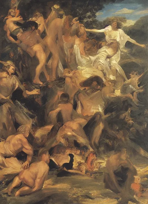 Image similar to artwork painting witches sabbath by goya, eugene von guerard, ivan shishkin, john singer sargent