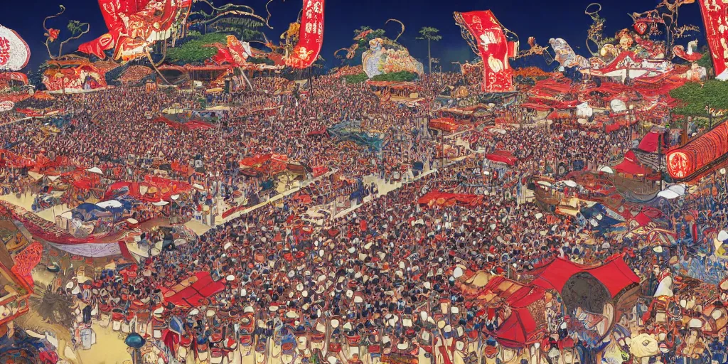 Image similar to photorealistic image of toro nagashi festival at midnight, extremely intricate, hyper detailed, hd, masterpiece