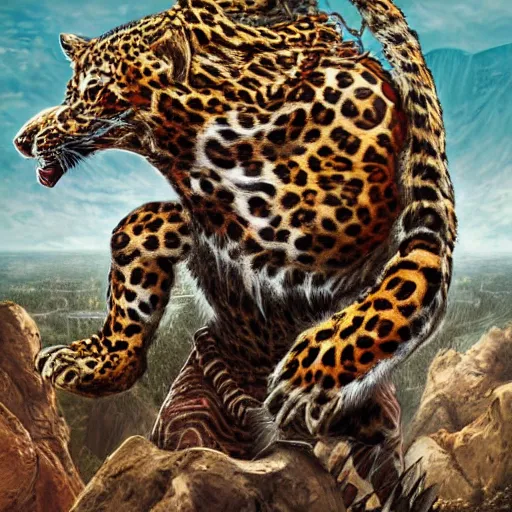 Image similar to the trickster is the god of chance and change. he is the god of adventure and excitement. the trickster is a male god, and he is usually depicted as a man wearing a leopard skin. highly detailed and intricate 8 k concept fantasy art illustration