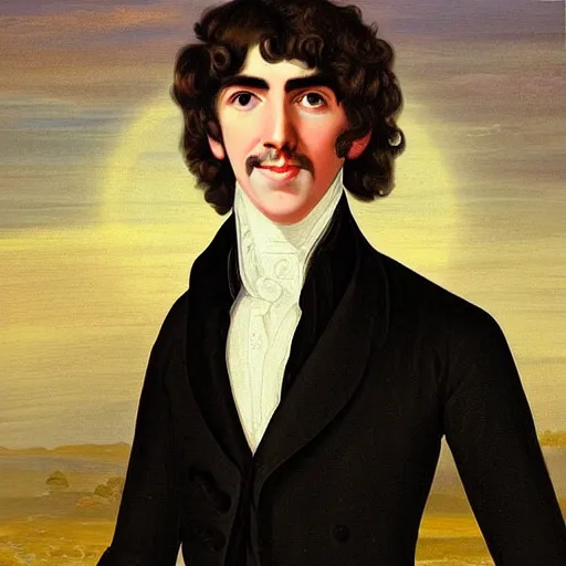 Prompt: regency era painting of a young george harrison in the style of adam buck