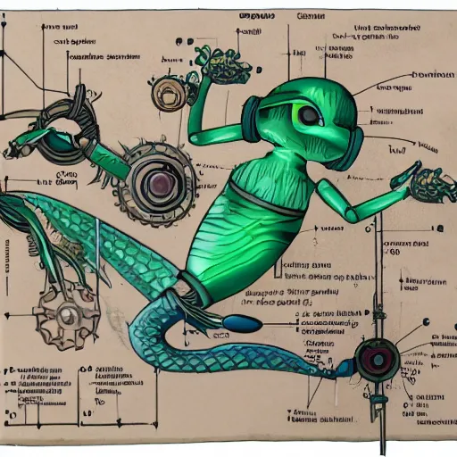 Image similar to Amazingly Intricate Engineering diagram shows how Gremlin controls Robotic Mermaid