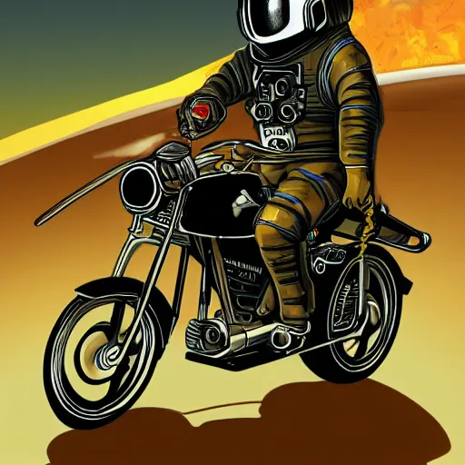 Image similar to astronaut riding a motorcycle, digital art, trending on artstation, high quality