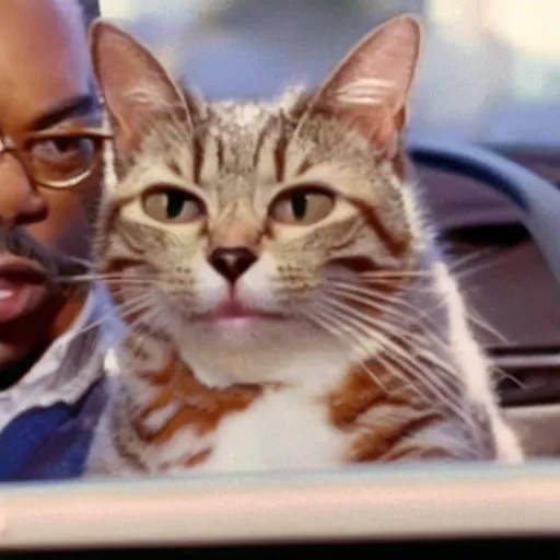 Image similar to a still of the cat shootout from the buddy cop movie beverly hills cat 2, with eddie murphy