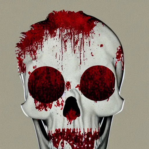 Prompt: glitchy bloody face skull