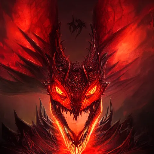Prompt: digital art of a dragon in the style of archaon the everchosen, red glowing eye, highly detailed, dark colors, intricate, 8 k, artstation