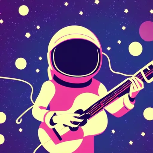 Image similar to anime astronaut with headphone playing keyboard in the space only wallpaper aesthetic, vintage retro colors, beautiful