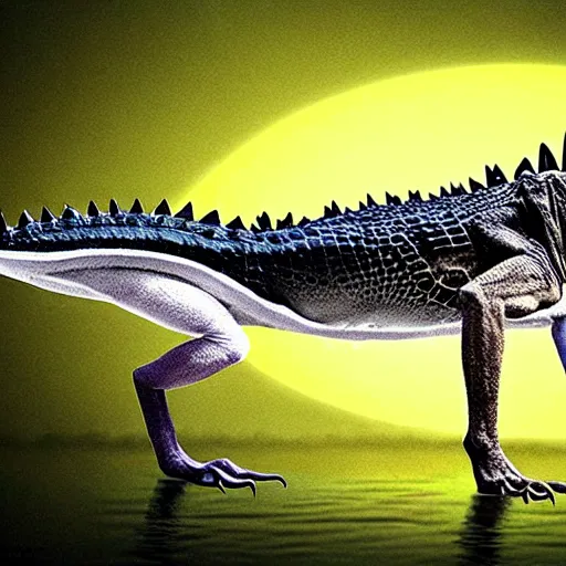 Image similar to Photomorph that fuses a crocodile with a wolf, realistic photoshop artwork