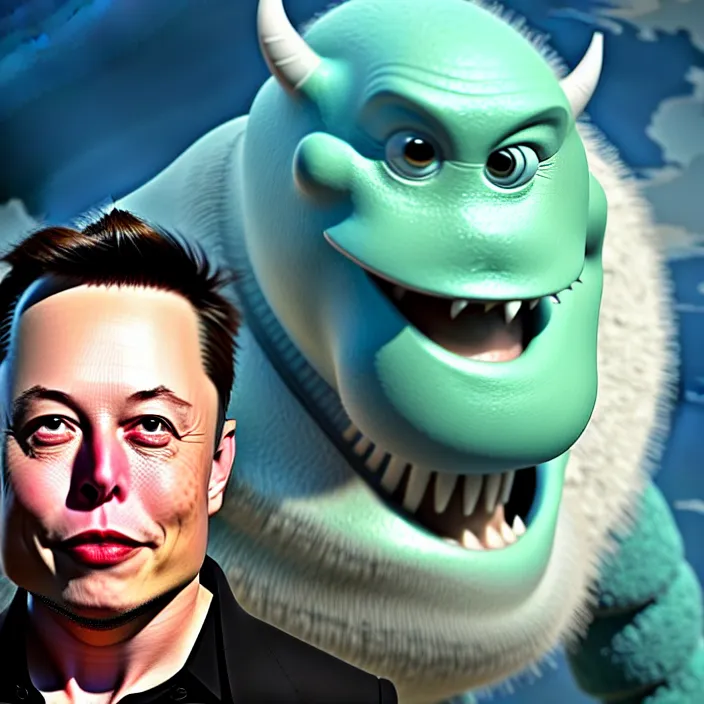 Image similar to Elon Musk as Sully from Monster’s Inc., Pixar, diffuse lighting, fantasy, intricate, elegant, highly detailed, lifelike, photorealistic, digital painting, artstation, illustration, concept art, smooth, sharp focus, art by John Collier and Albert Aublet and Krenz Cushart and Artem Demura and Alphonse Mucha