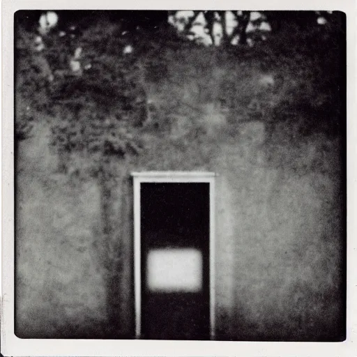 Image similar to old polaroid of a realistic gateway to another dimension, black and white, pictorialism