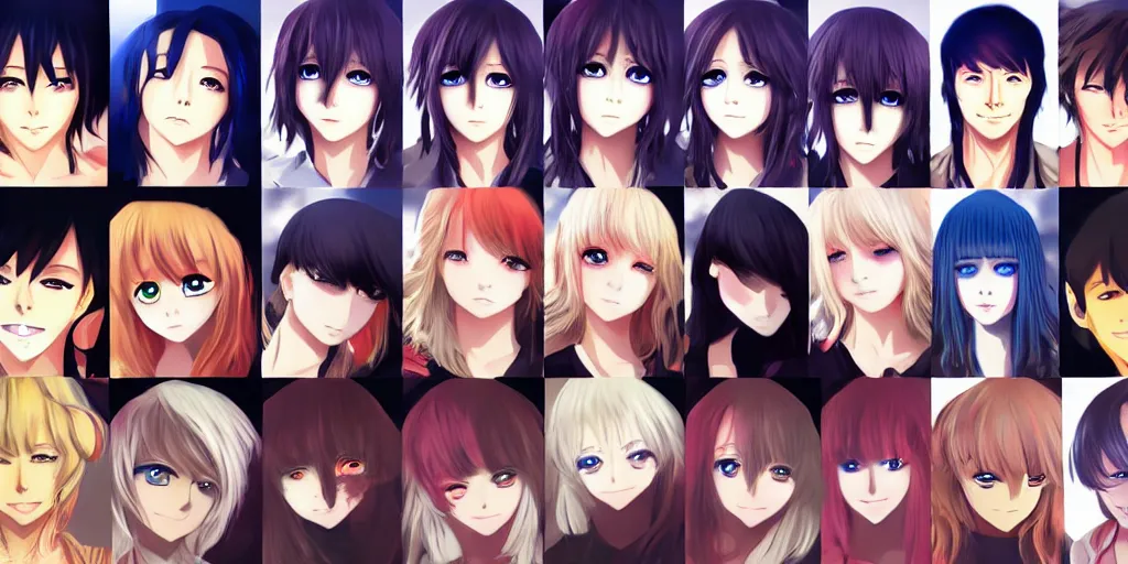 Image similar to there were eight anime people, no more than eight. Less than nine but more than seven, eight eight eight, 2 girls 6 guys digital art beautiful eyes beautiful face 8k detailed