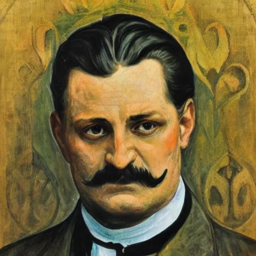 Prompt: art nouveau, portrait of ferdinand porsche