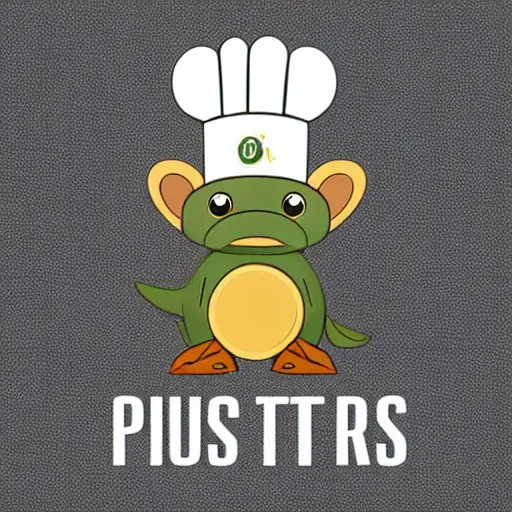 Image similar to cute platypus with a chef's hat, logo style