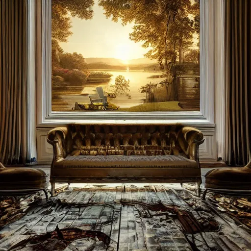 Image similar to a modern country house on the lake, golden hour, spotlight, backlight, sunlight, volumetric light, ray tracing reflections, insanely detailed and intricate, hypermaximalist, elegant, ornate, hyper realistic, super detailed