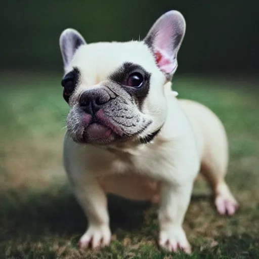 Prompt: “French bulldog ferret hybrid, at golden hour”