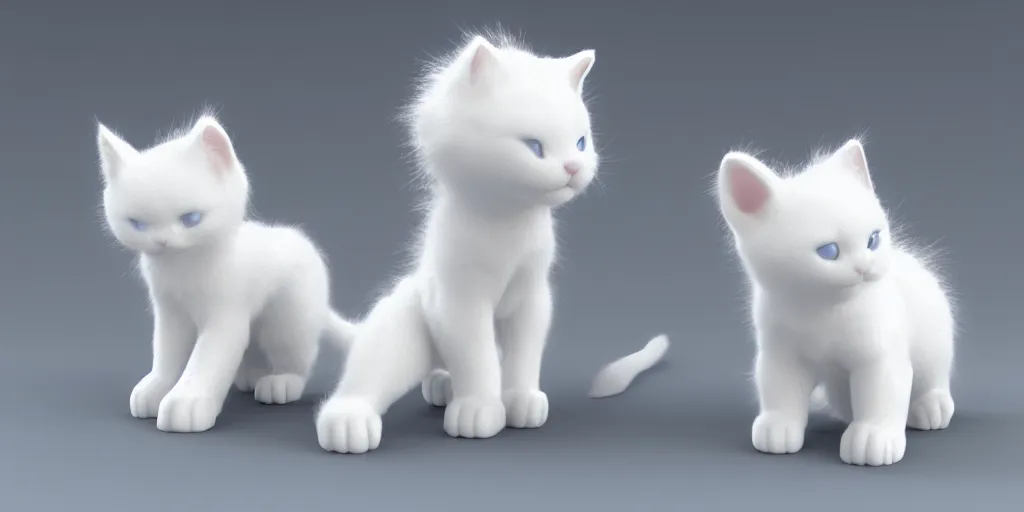 Prompt: marshmallow fur white kitten ice cream, 3 d render, 8 k, pixar style