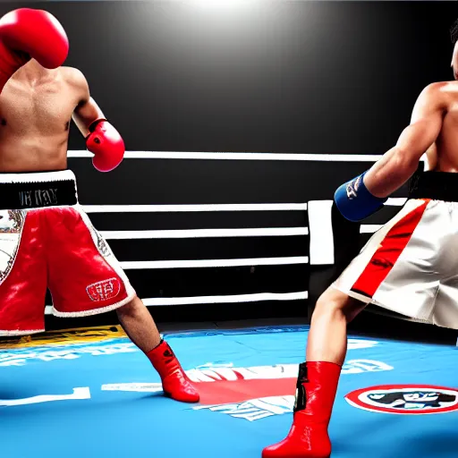 Prompt: A boxer in a ring fighting an opponent more skilled than him, realistic, detailed, 4k, HDR