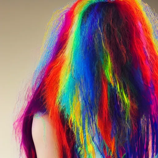 Image similar to woman with hair by colorful cables