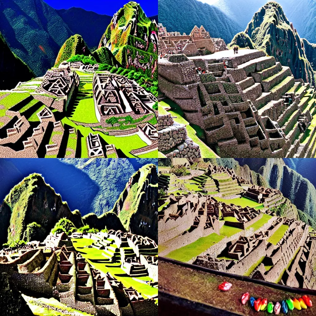 Prompt: The Machu Picchu made out of candy