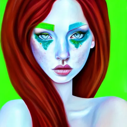 Image similar to a red haired, beautiful woman with blue / green eyes, some freckles, pale skin deep focus, elegant, digital painting, smooth, sharp focus, golden ratio, illustration, ultra realistic, 8 k, art by jasmine becket griffith