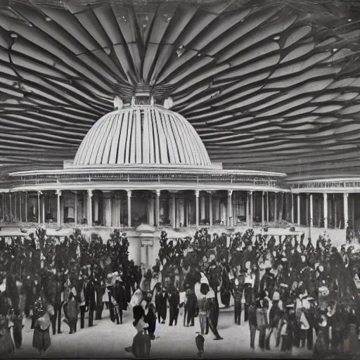 Image similar to dslr color sharp professional photo inside the 1 8 6 4 chicago worlds fair, ultradetailed, photorealistic