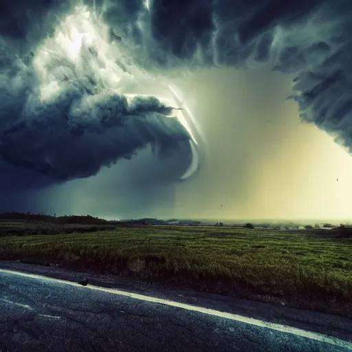 Image similar to beautiful tornado, hdr, hd, artstation, 4 k, amazing beauty, clouds, award - winning, dramatic lighting