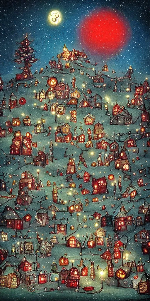 Prompt: a christmas candy scene by alexander jansson