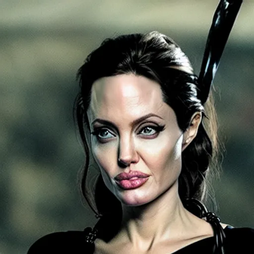 Prompt: an amazing award winning photo of angelina jolie in the hunger games
