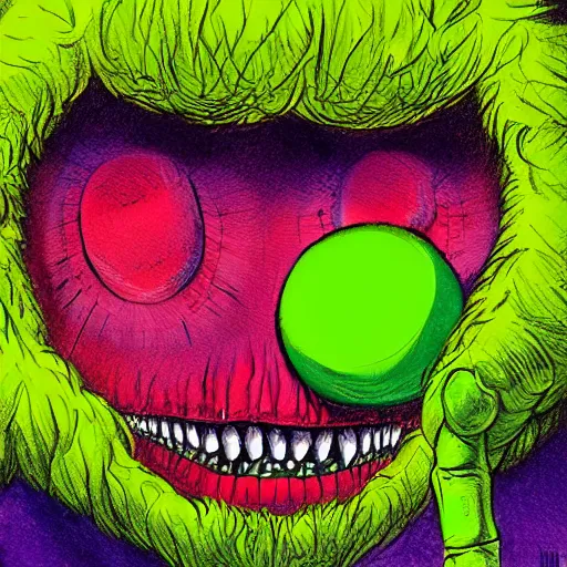 Image similar to a tennis ball monsters, colorful, digital art, fantasy, magic, chalk, trending on artstation, ultra detailed, professional illustration by basil gogos