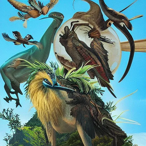 Prompt: “ audubon painting of animals from the movie avatar, super detailed ”