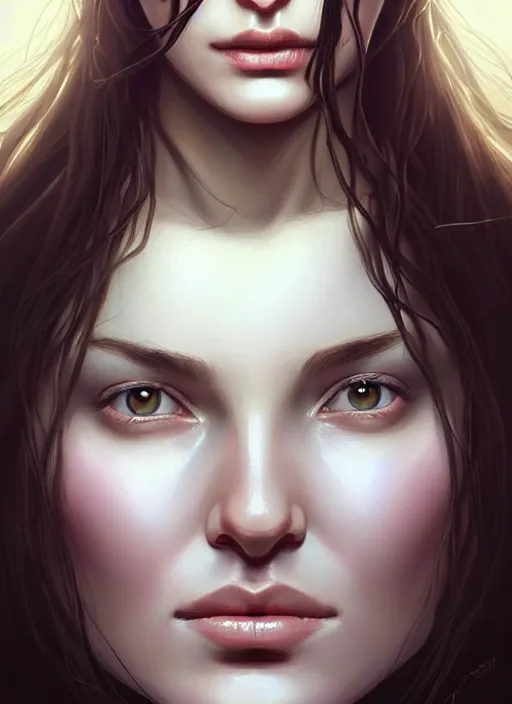 Image similar to beautiful andrea from the wallking dead comics feminine face! portrait of young woman blessed by god with ever - increasing physical and mental perfection, beautiful hair, symmetrical! intricate, elegant, highly detailed, vision of holy perfection!! smile, digital painting, artstation, concept art, smooth, sharp focus, illustration, art by artgerm and greg rutkowski and alphonse mucha